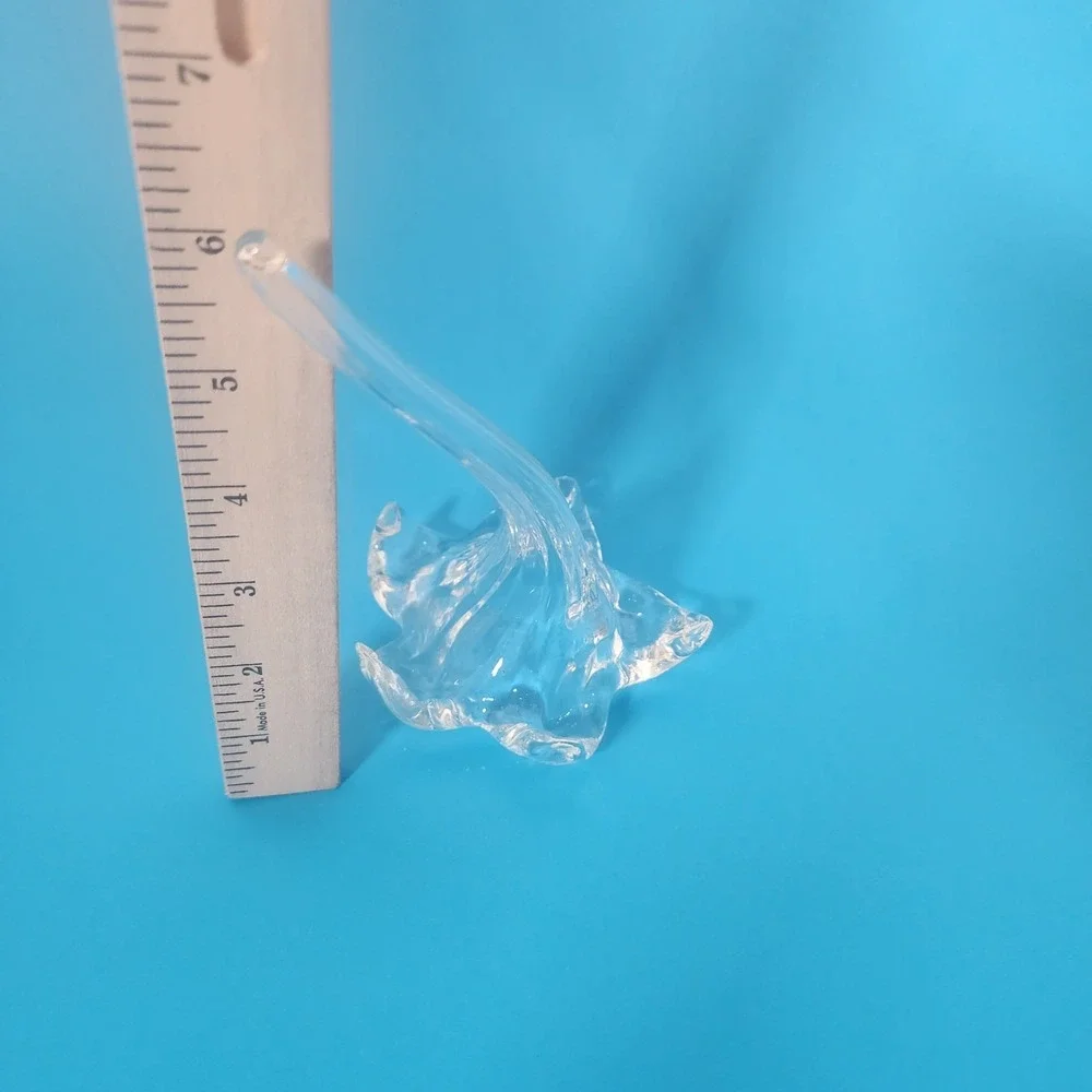 Vintage Hand Blown Clear Glass Lily Flower Shaped Single Bud Vase Unique